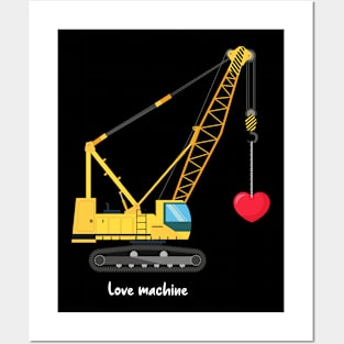 Construction Lifting Love Machines Valentine's Day Toddler Posters and Art